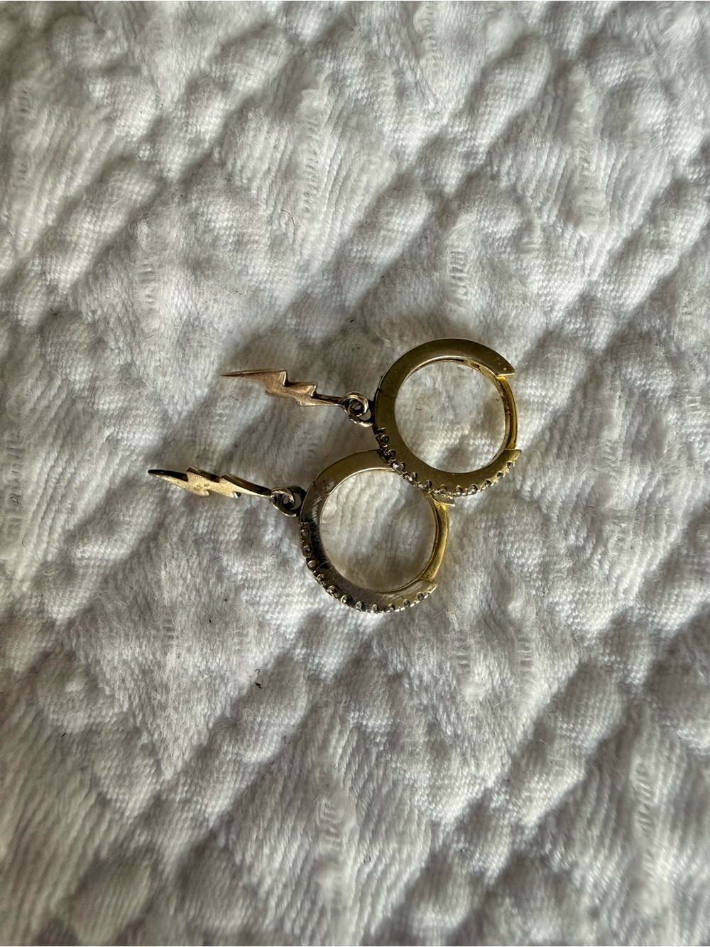 Adina Eden Gold-Tone Huggie Hoop Earrings with Lightning Bolt Drops